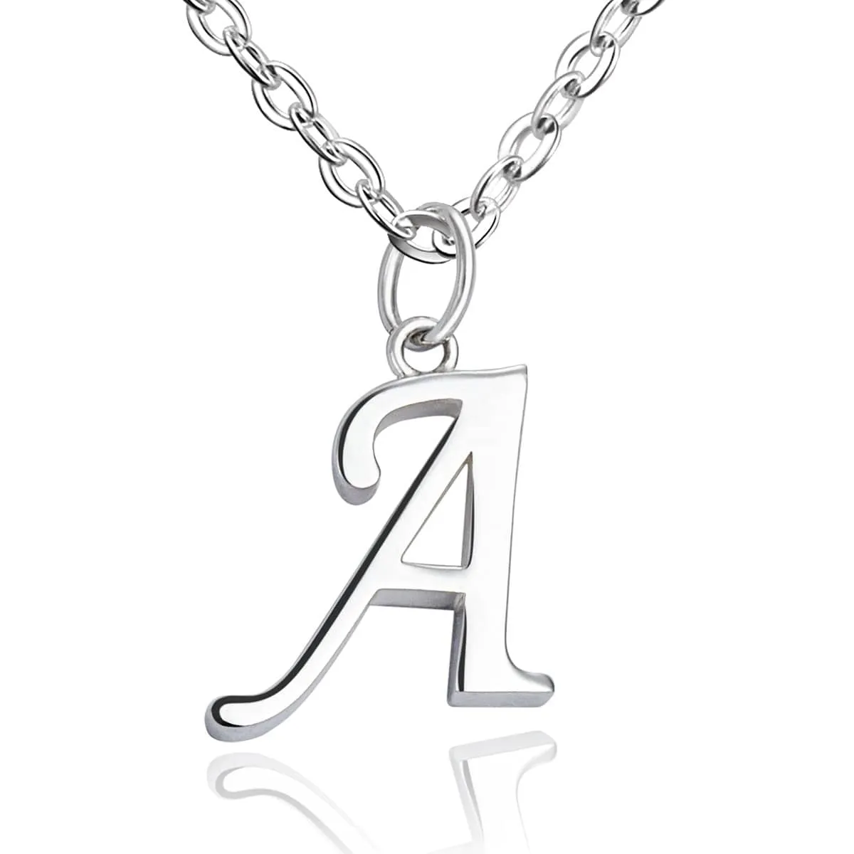 Simple Initial Necklaces Sterling Silver, 16"-18"
