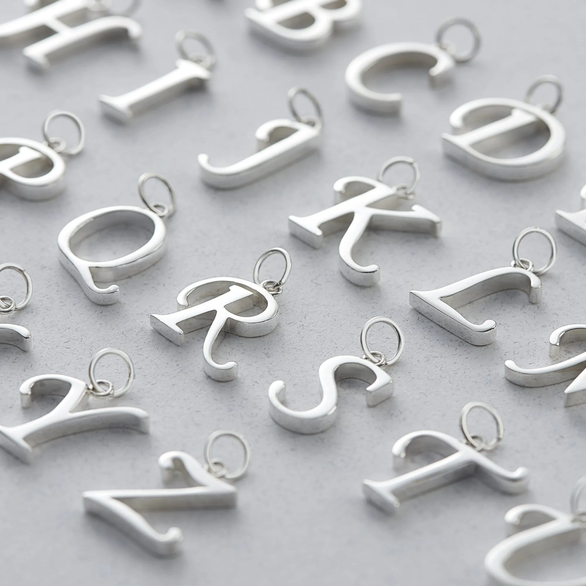 Simple Initial Necklaces Sterling Silver, 16"-18"