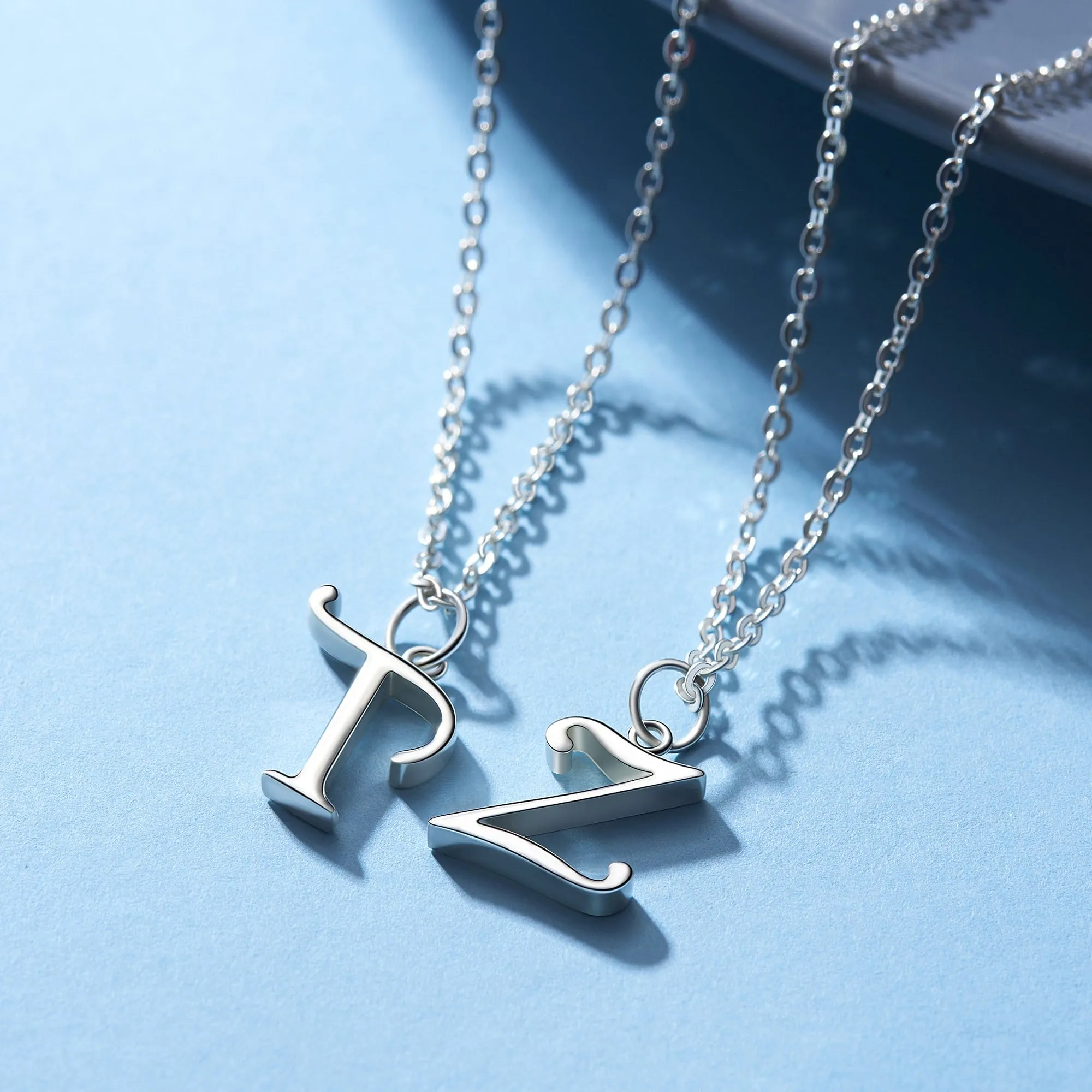 Simple Initial Necklaces Sterling Silver, 16"-18"