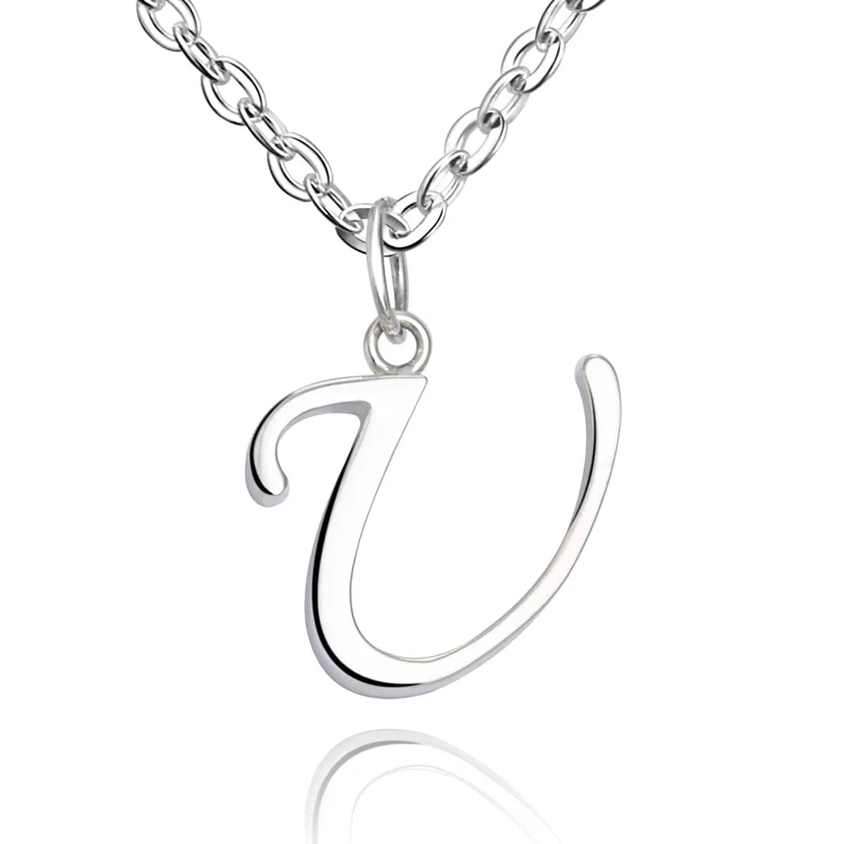 Simple Initial Necklaces Sterling Silver, 16"-18"