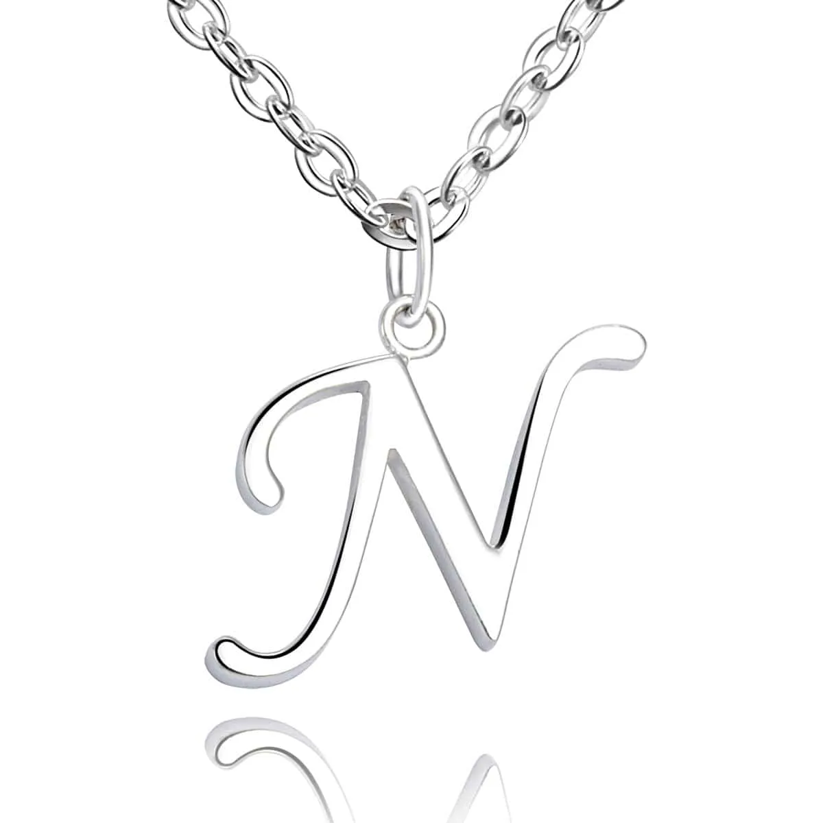 Simple Initial Necklaces Sterling Silver, 16"-18"