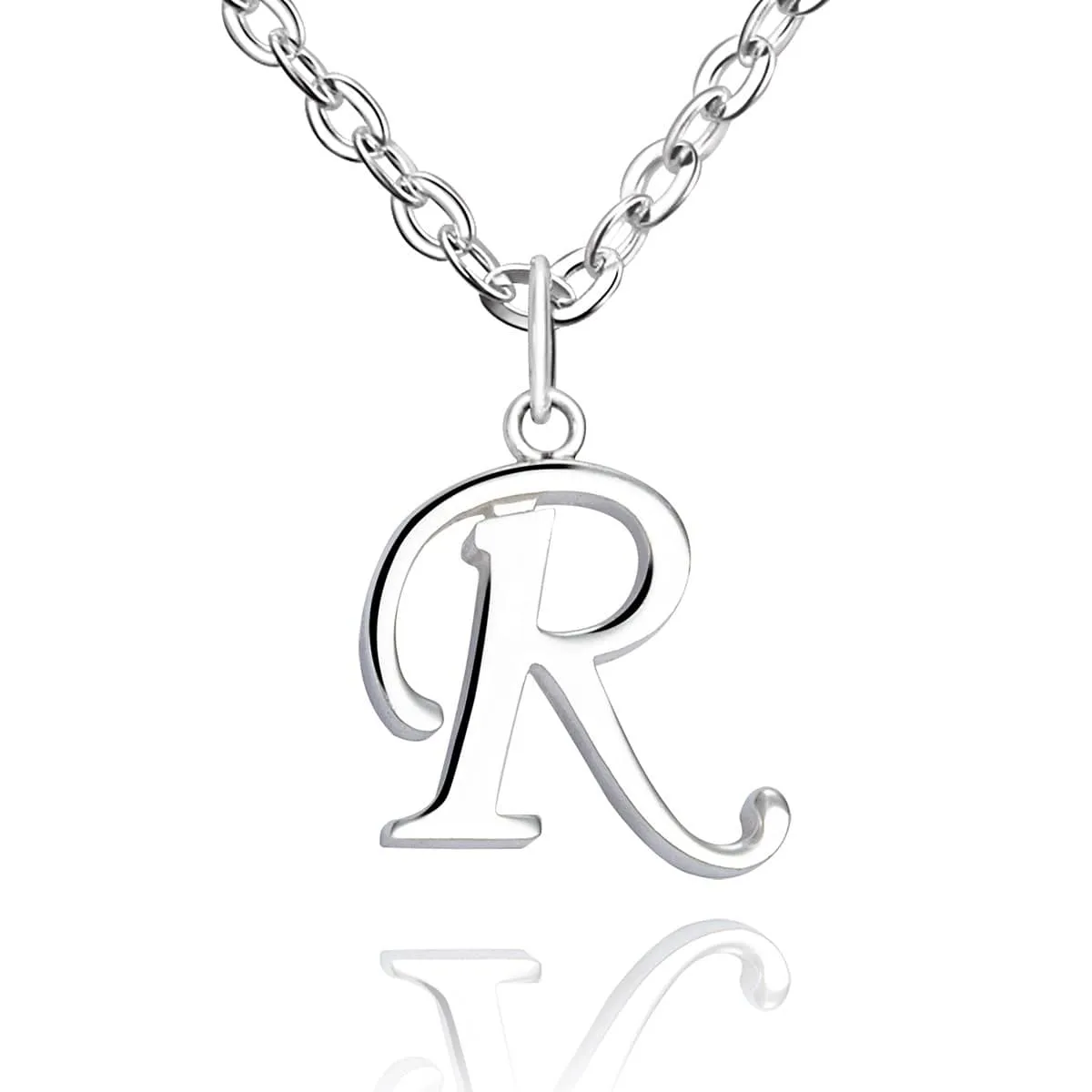 Simple Initial Necklaces Sterling Silver, 16"-18"