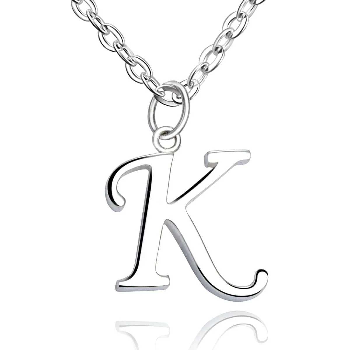 Simple Initial Necklaces Sterling Silver, 16"-18"
