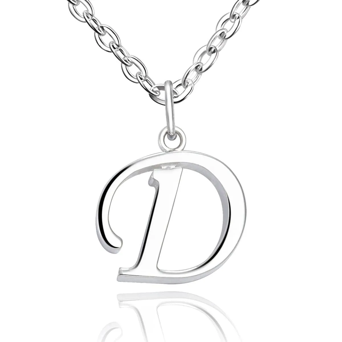 Simple Initial Necklaces Sterling Silver, 16"-18"