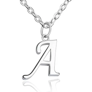 Simple Initial Necklaces Sterling Silver, 16"-18"