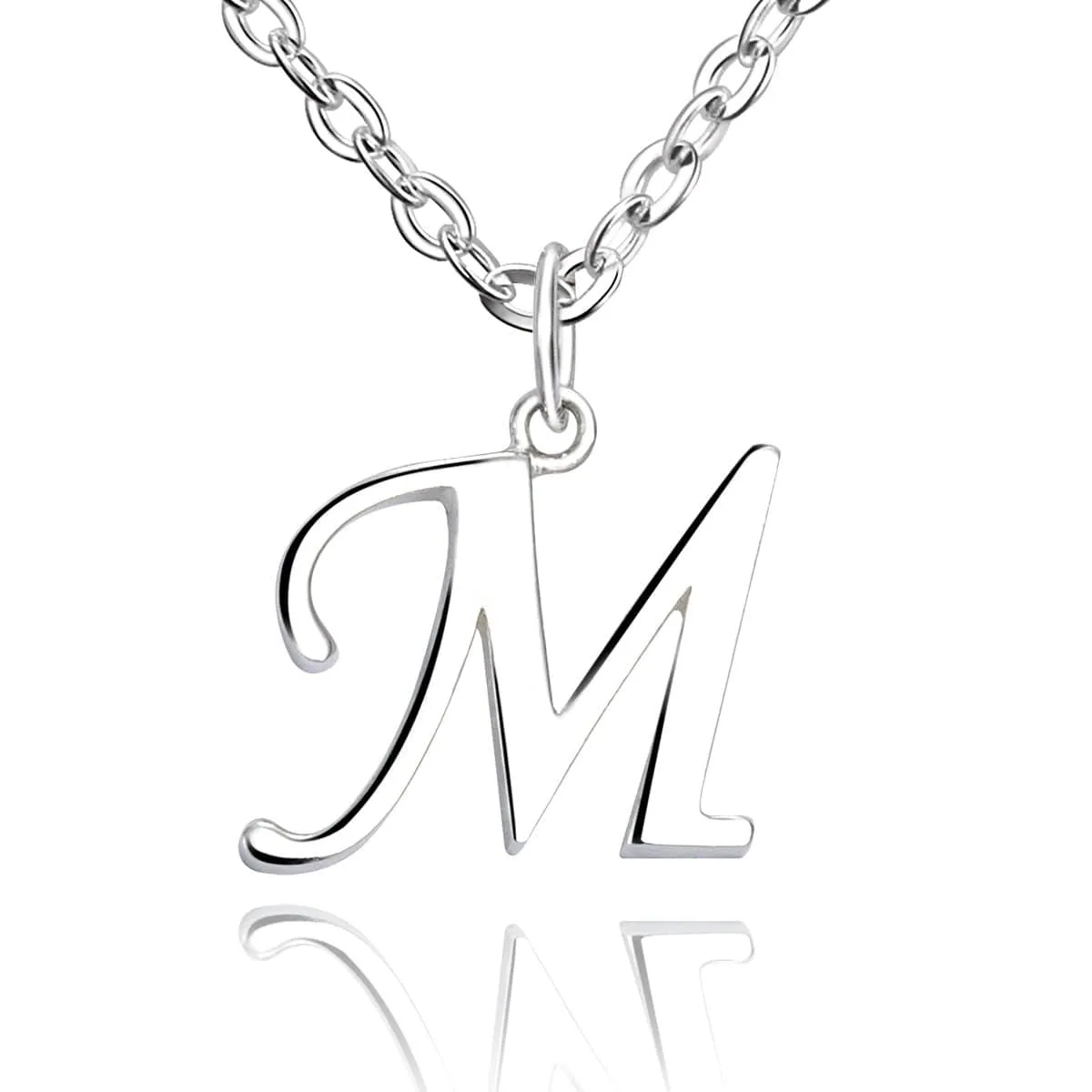 Simple Initial Necklaces Sterling Silver, 16"-18"