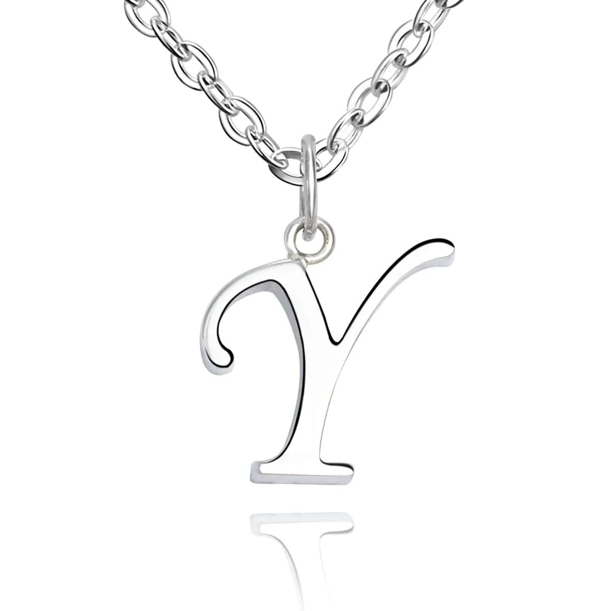 Simple Initial Necklaces Sterling Silver, 16"-18"