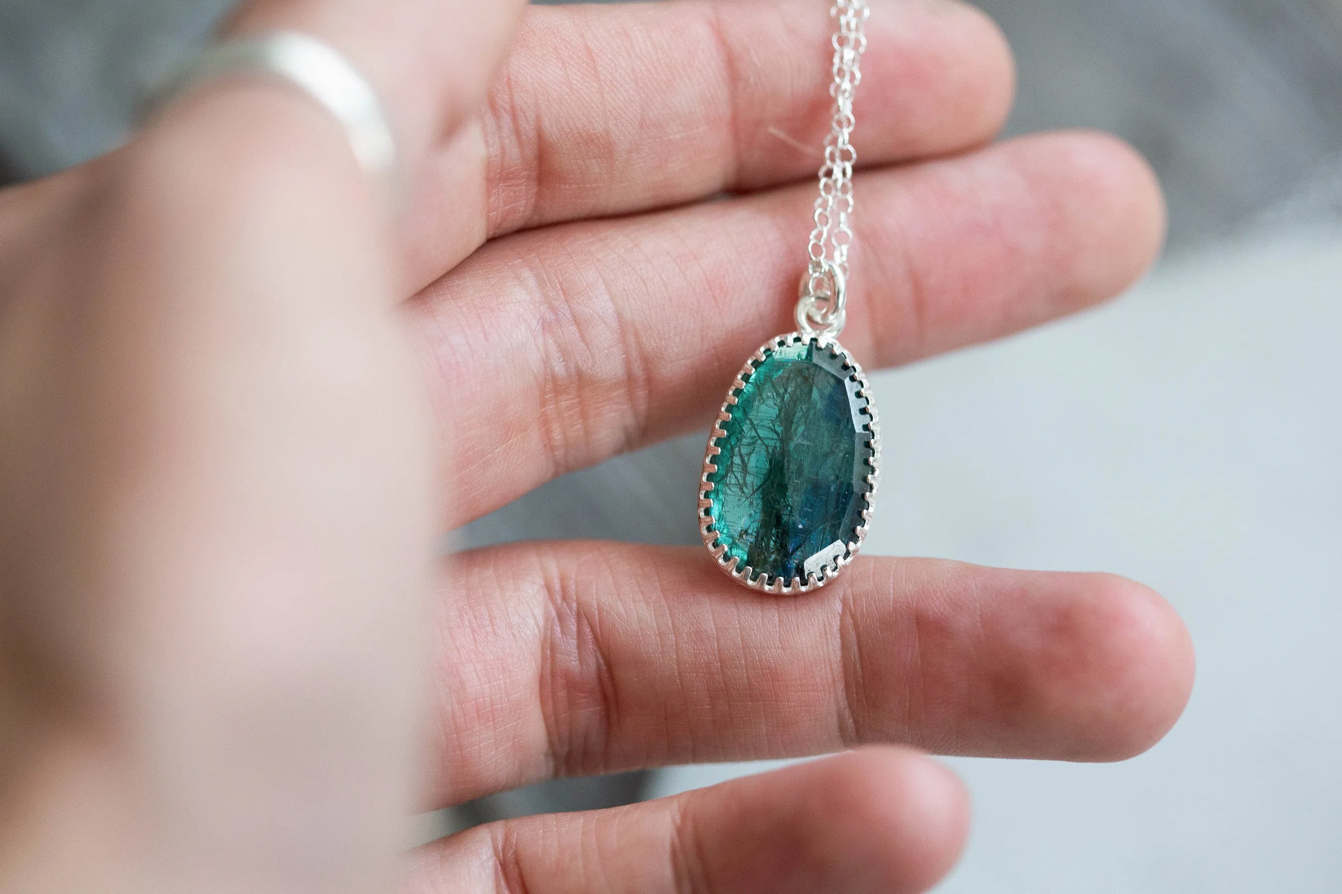 Simple Kyanite Drop Necklace | #8