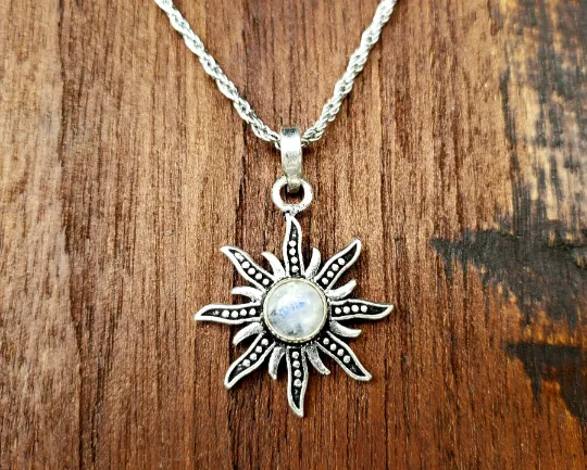 Simple Moonstone Sun Necklace