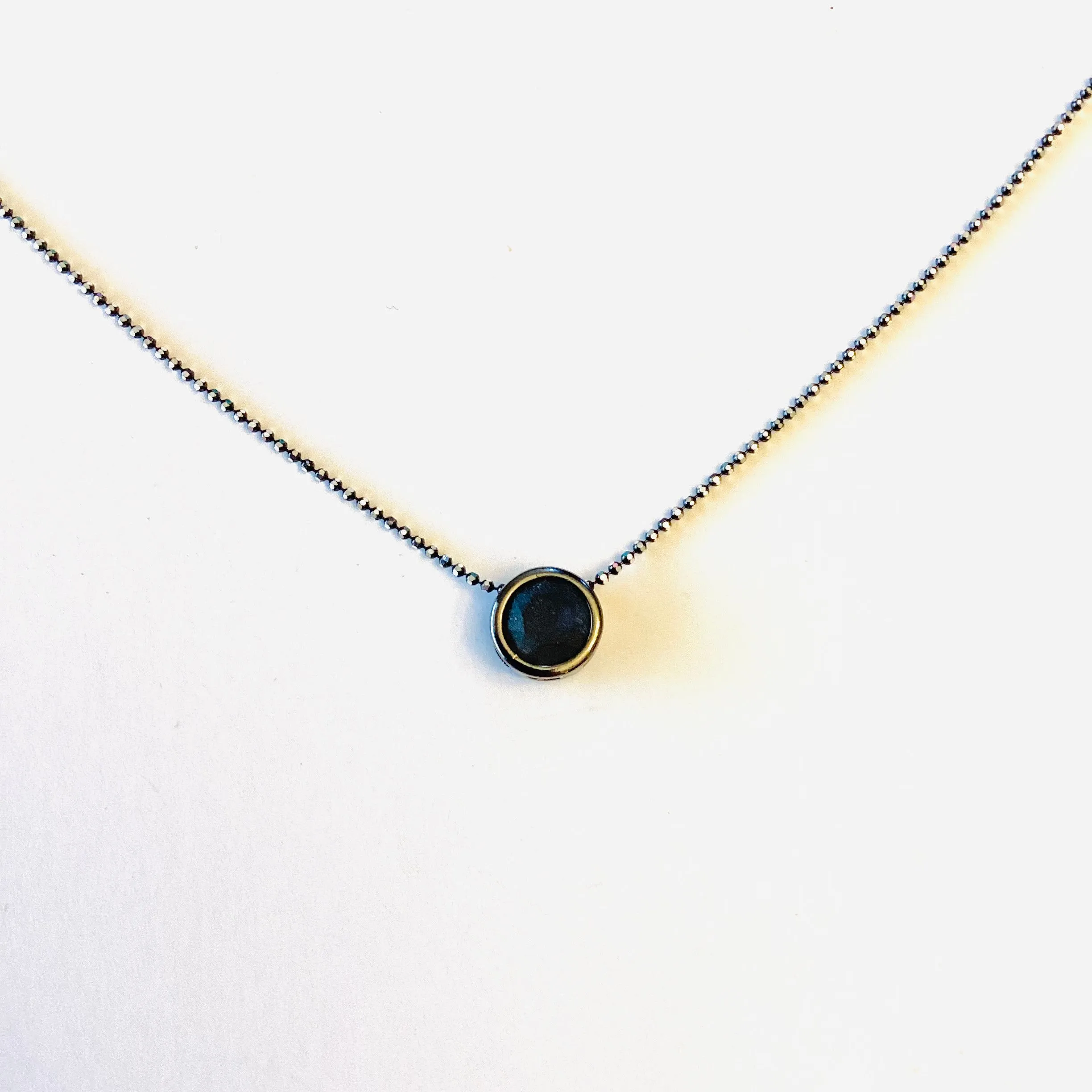 Simple Pendant Slide Necklace in Graphite Matte