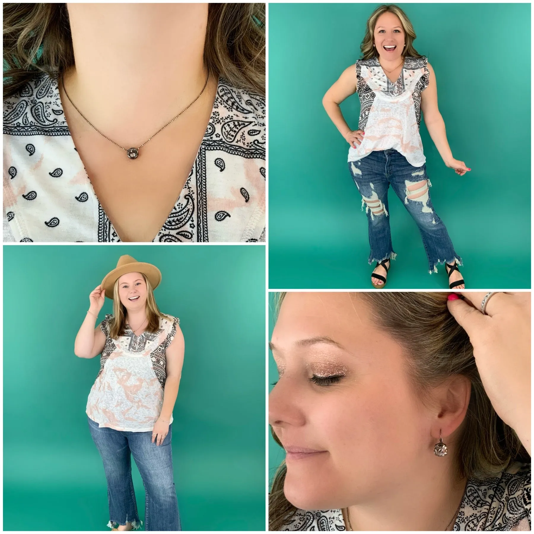 Simple Pendant Slide Necklace in Vintage Rose