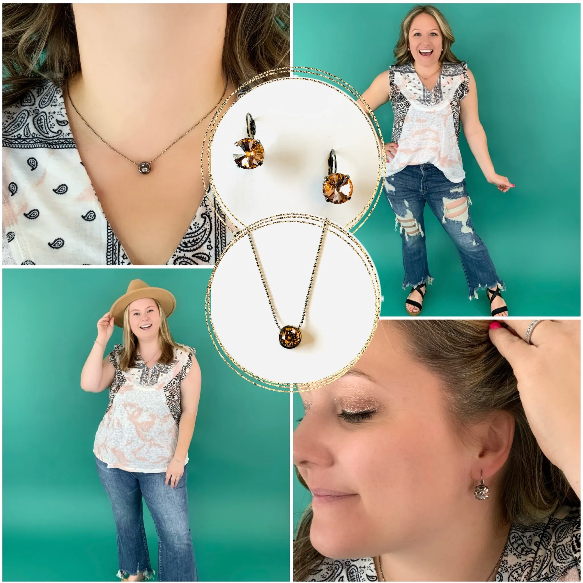 Simple Pendant Slide Necklace in Vintage Rose