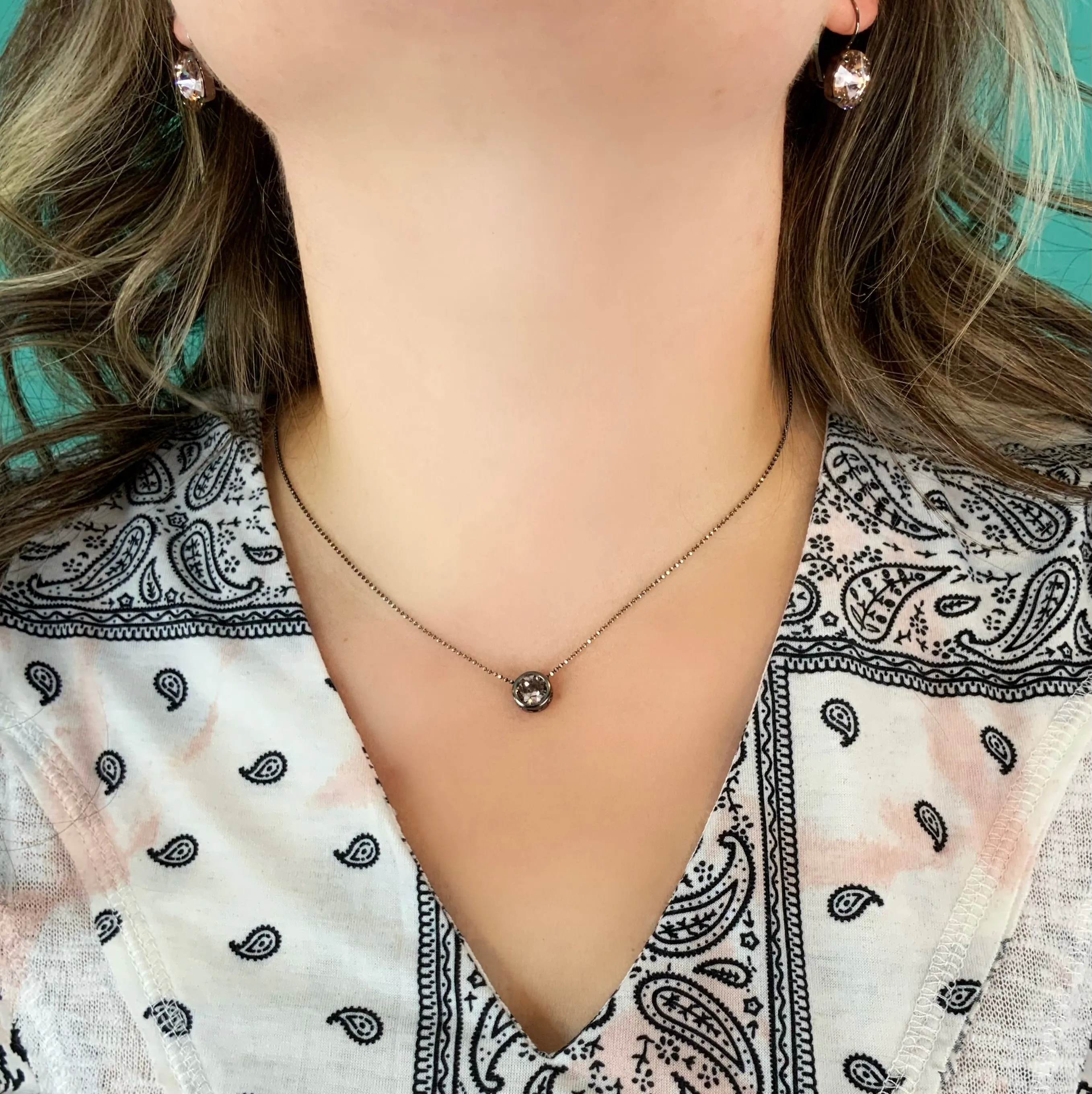 Simple Pendant Slide Necklace in Vintage Rose