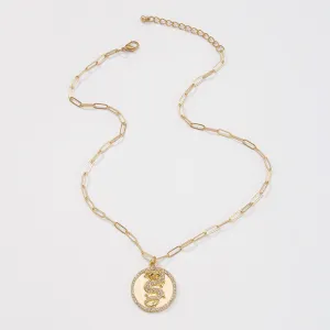 Simple Round Card Necklace Geometric Animal Diamond Cross Chain