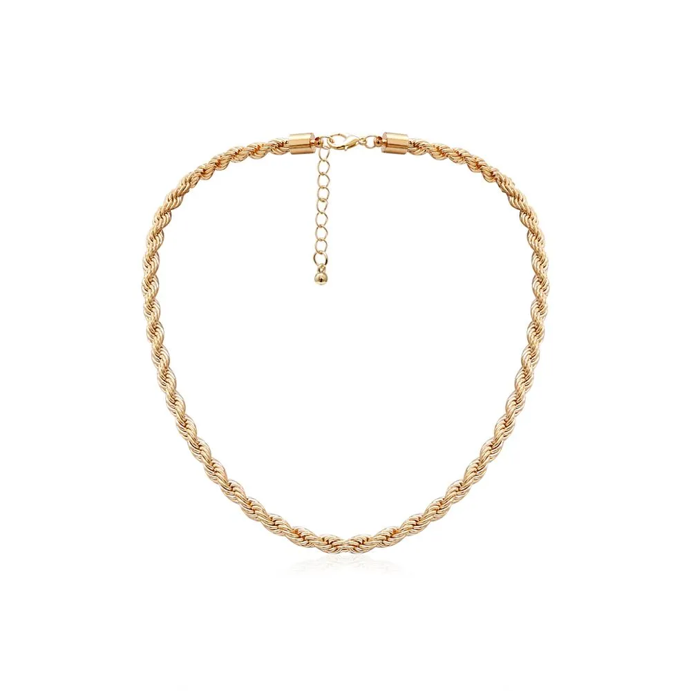 Simple single-layer design twist chain necklace