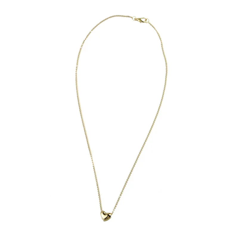 Simple Smooth Small Women Heart Crystal Rose Gold Pated Pendant NecklaceJewelry