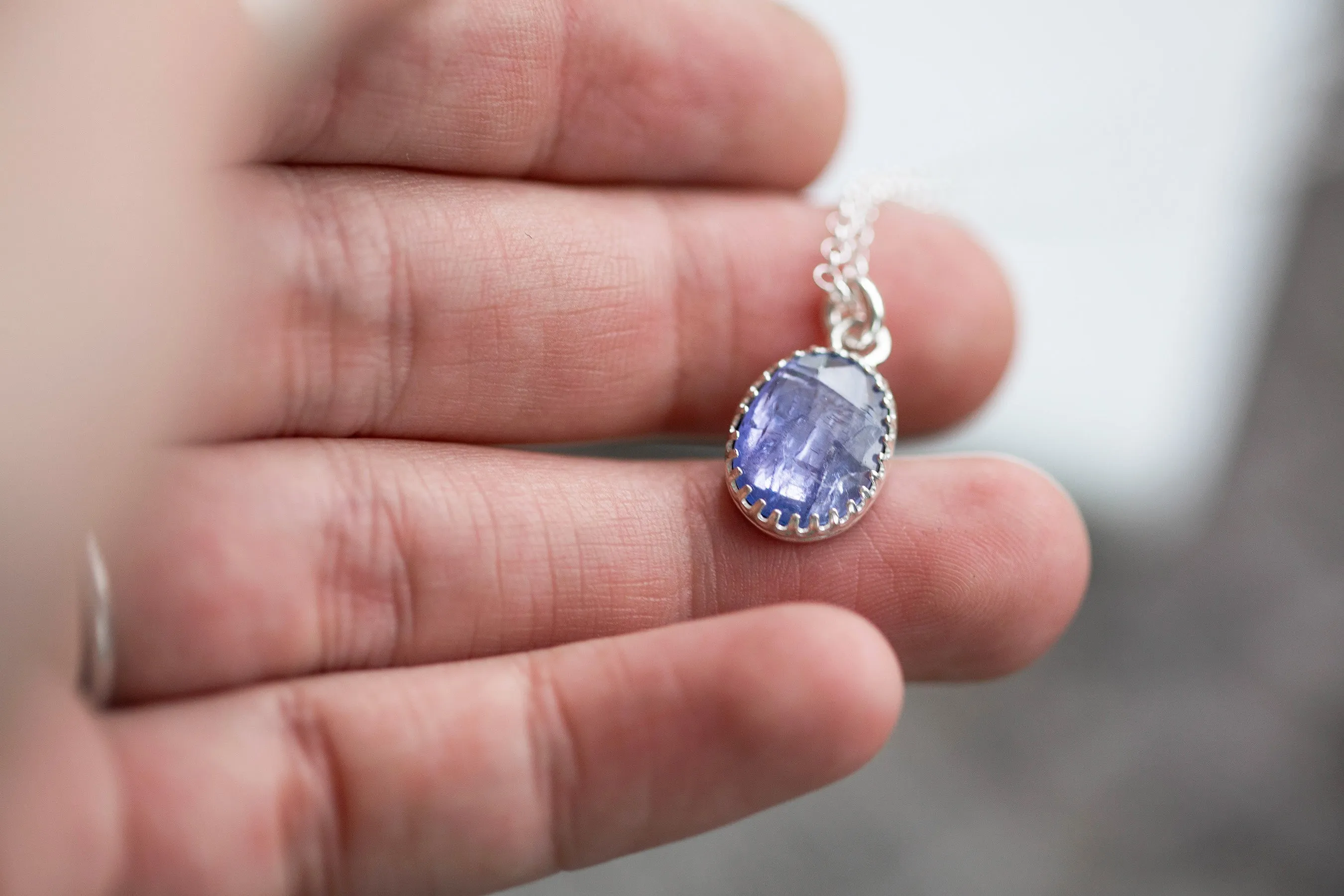 Simple Tanzanite Drop Necklace | #8