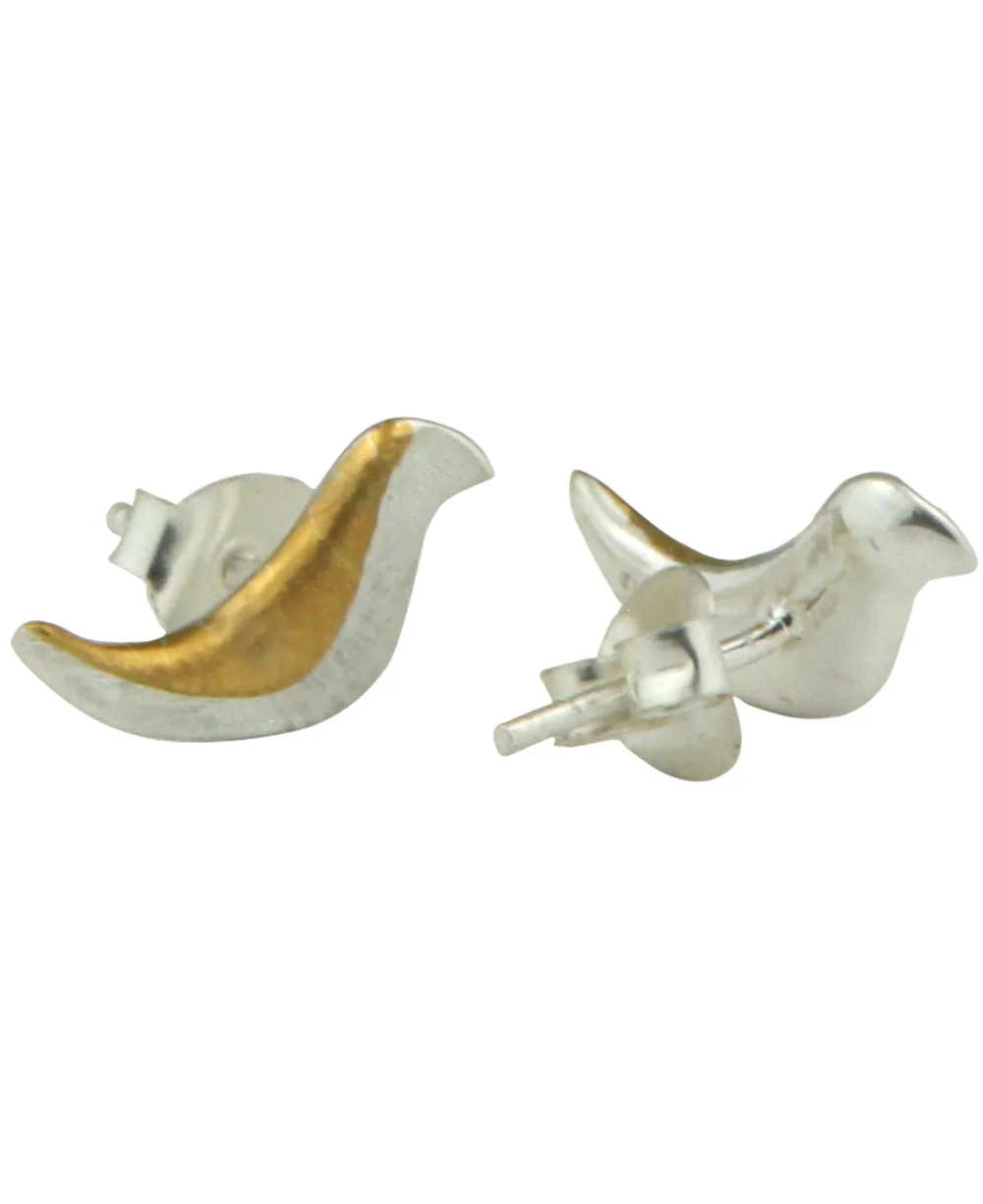 Sing Your Own Song Gold and Silver Bird Earrings