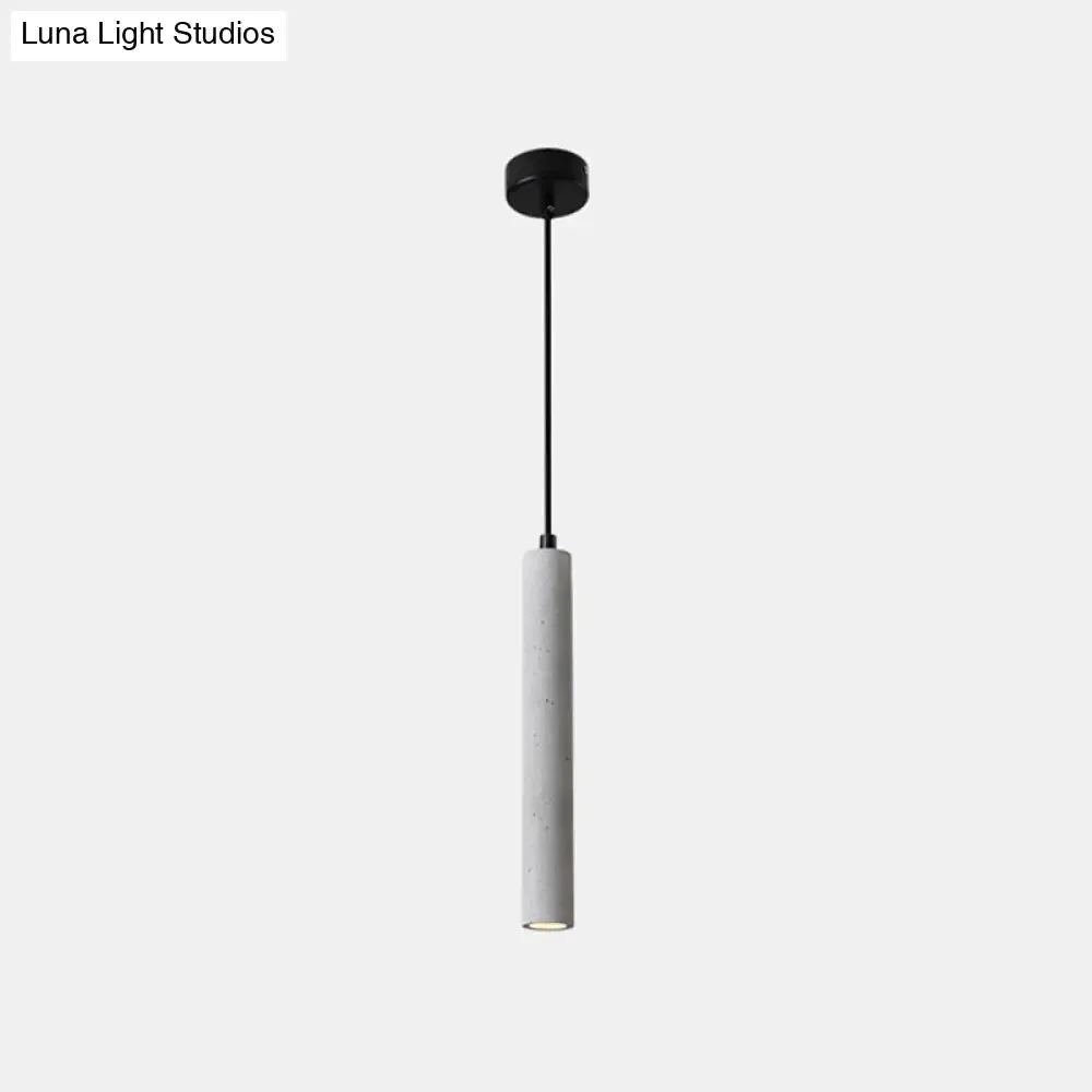 Sleek 1-Light Cement Tube Pendant Ceiling Light for Dining Room