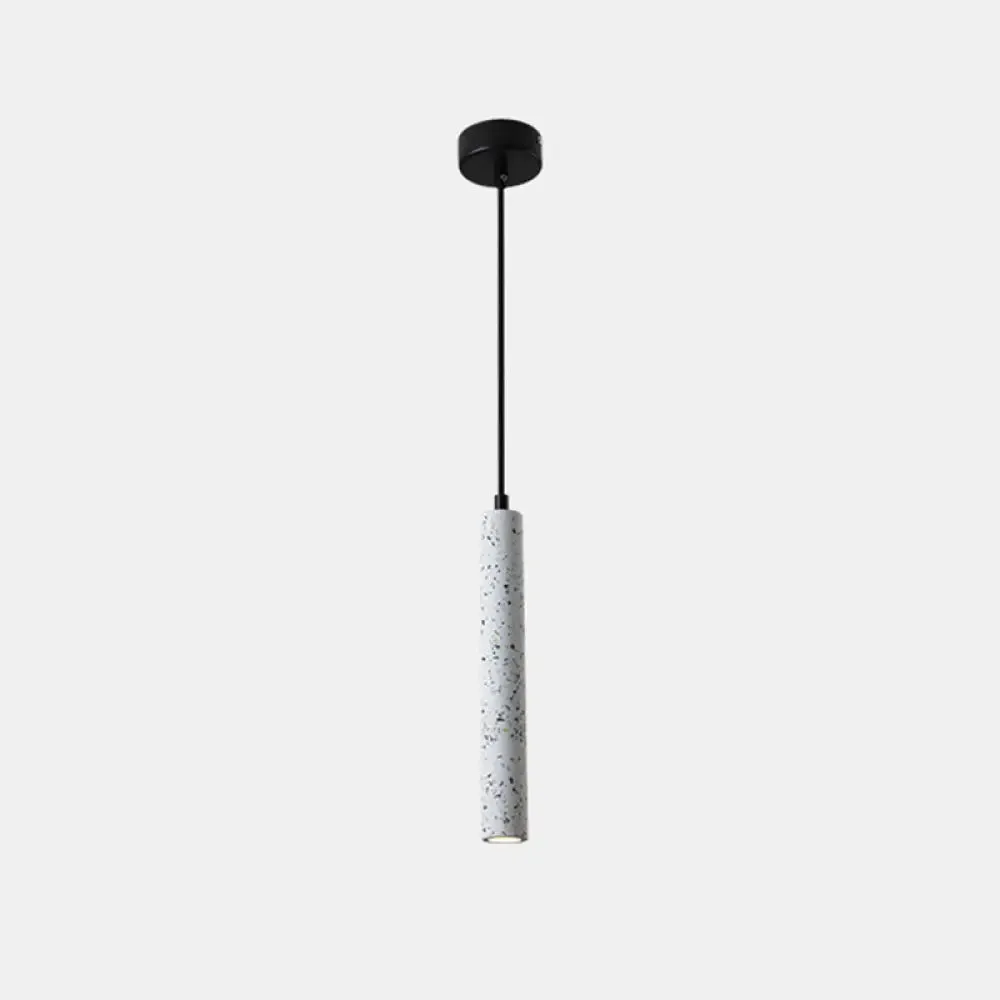 Sleek 1-Light Cement Tube Pendant Ceiling Light for Dining Room