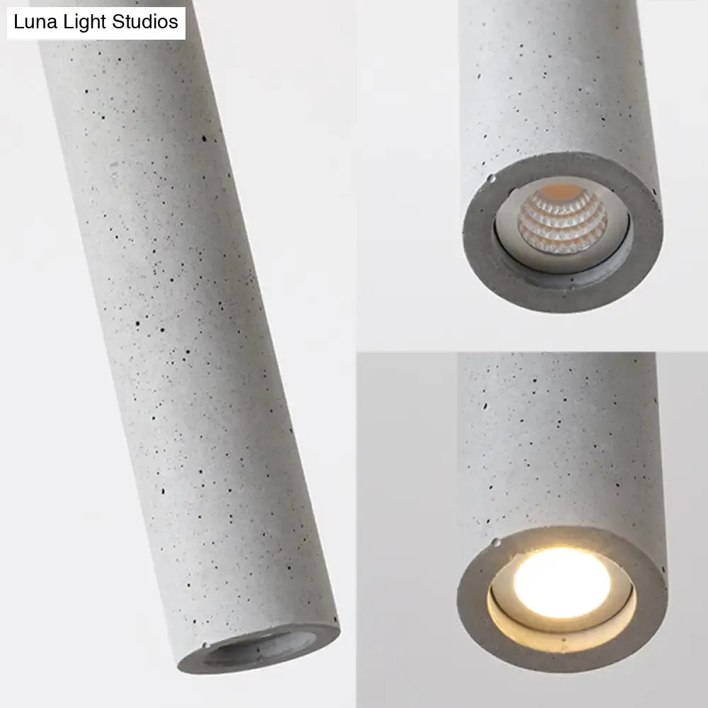 Sleek 1-Light Cement Tube Pendant Ceiling Light for Dining Room