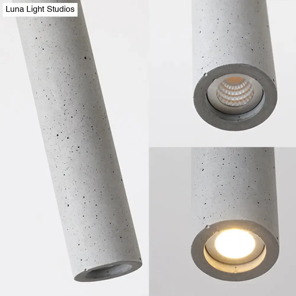 Sleek 1-Light Cement Tube Pendant Ceiling Light for Dining Room
