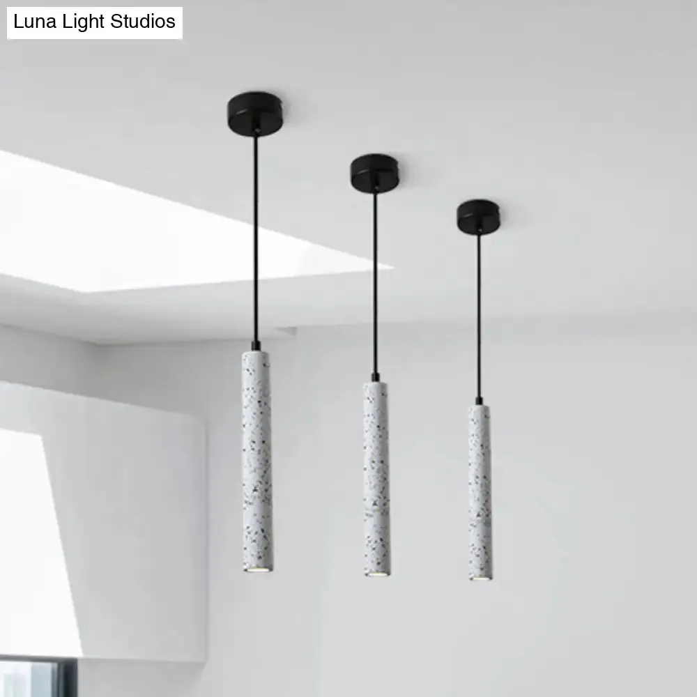 Sleek 1-Light Cement Tube Pendant Ceiling Light for Dining Room