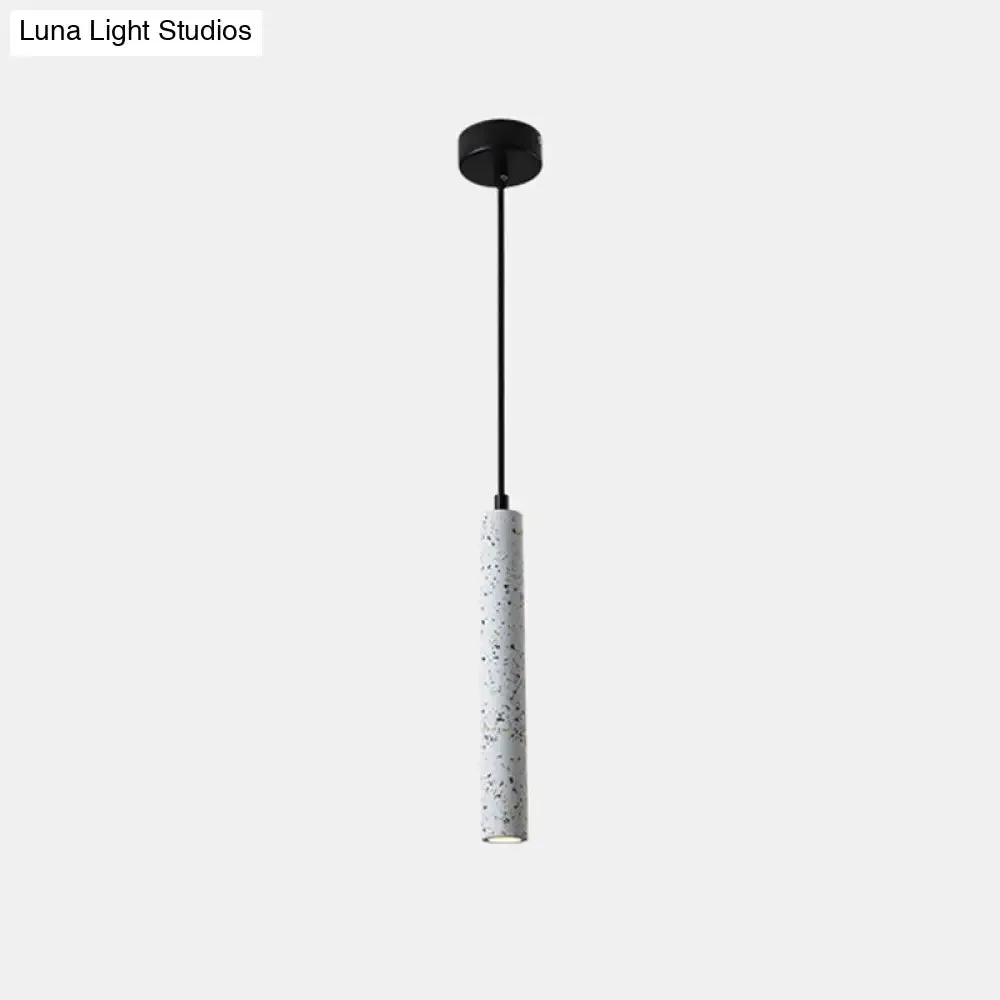 Sleek 1-Light Cement Tube Pendant Ceiling Light for Dining Room
