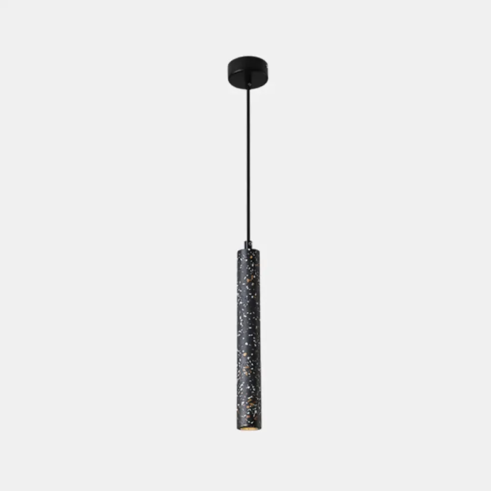 Sleek 1-Light Cement Tube Pendant Ceiling Light for Dining Room