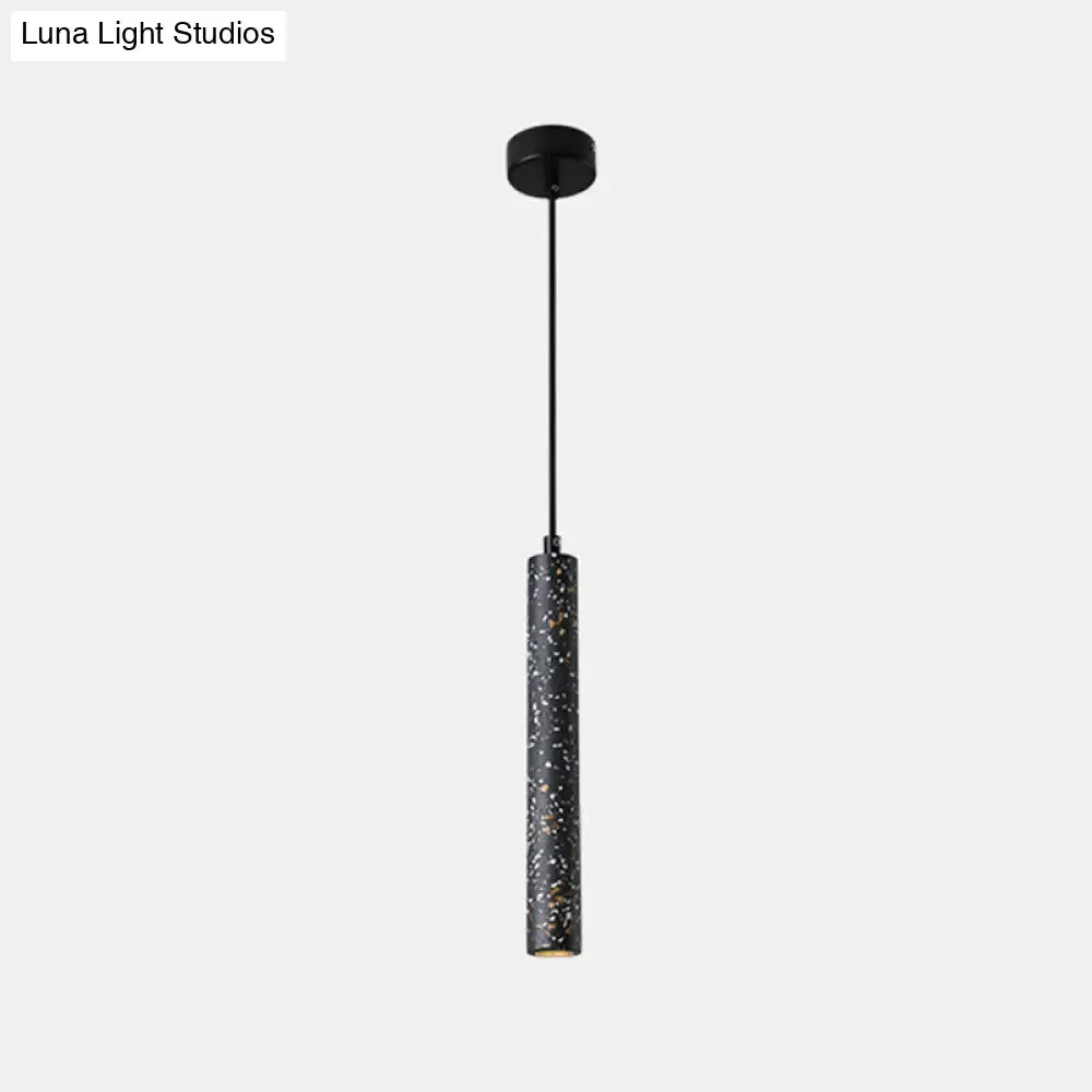Sleek 1-Light Cement Tube Pendant Ceiling Light for Dining Room