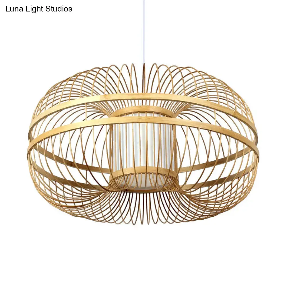 Sleek Bamboo Lantern Pendant Lamp with Modern Wood Shade