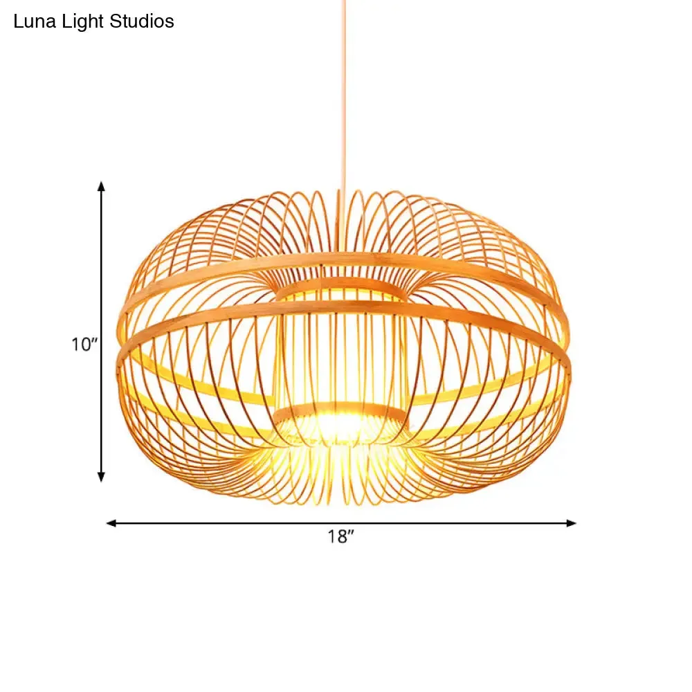 Sleek Bamboo Lantern Pendant Lamp with Modern Wood Shade
