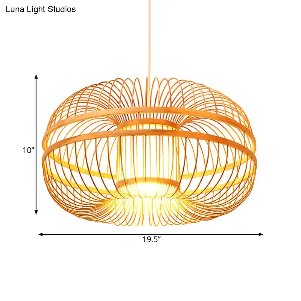 Sleek Bamboo Lantern Pendant Lamp with Modern Wood Shade