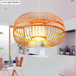Sleek Bamboo Lantern Pendant Lamp with Modern Wood Shade