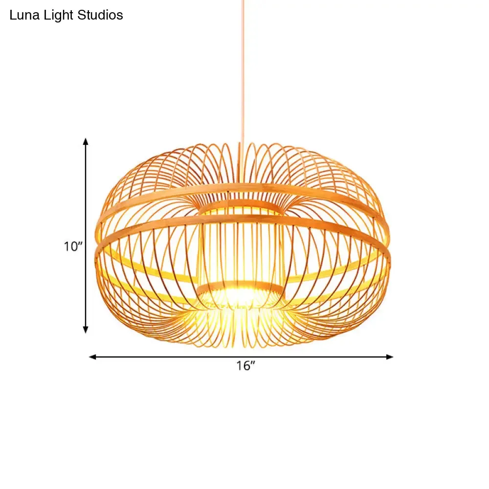 Sleek Bamboo Lantern Pendant Lamp with Modern Wood Shade