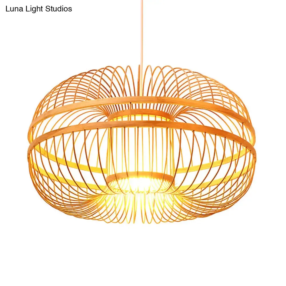 Sleek Bamboo Lantern Pendant Lamp with Modern Wood Shade