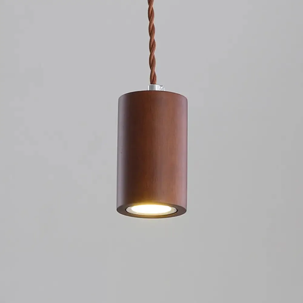 Sleek Geometric Wooden LED Ceiling Pendant Light in Beige - Perfect for Kitchen Suspension