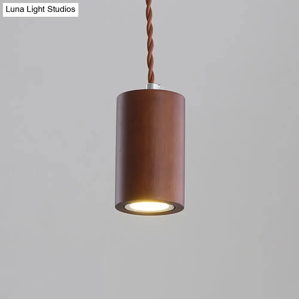 Sleek Geometric Wooden LED Ceiling Pendant Light in Beige - Perfect for Kitchen Suspension