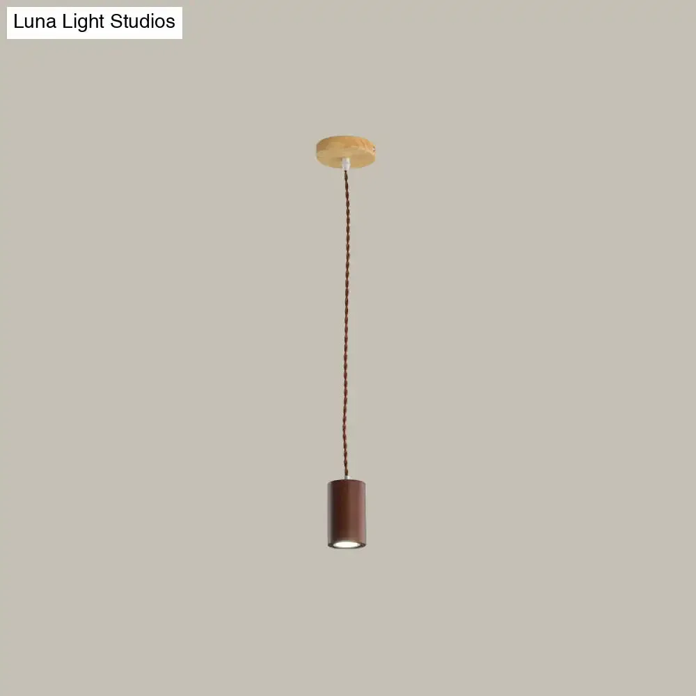 Sleek Geometric Wooden LED Ceiling Pendant Light in Beige - Perfect for Kitchen Suspension
