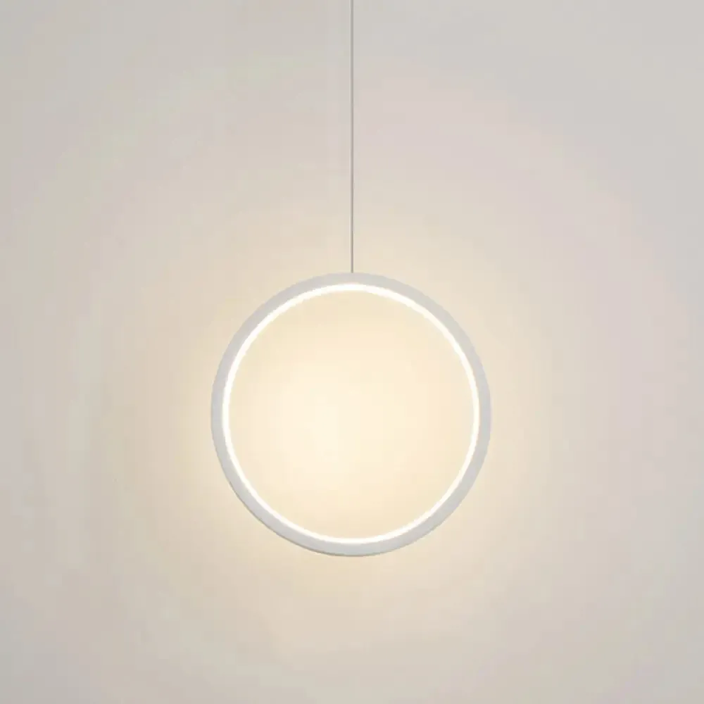 Sleek Metal LED Hanging Lamp Kit - Stylish Ring Pendant Light for Bedside Suspension