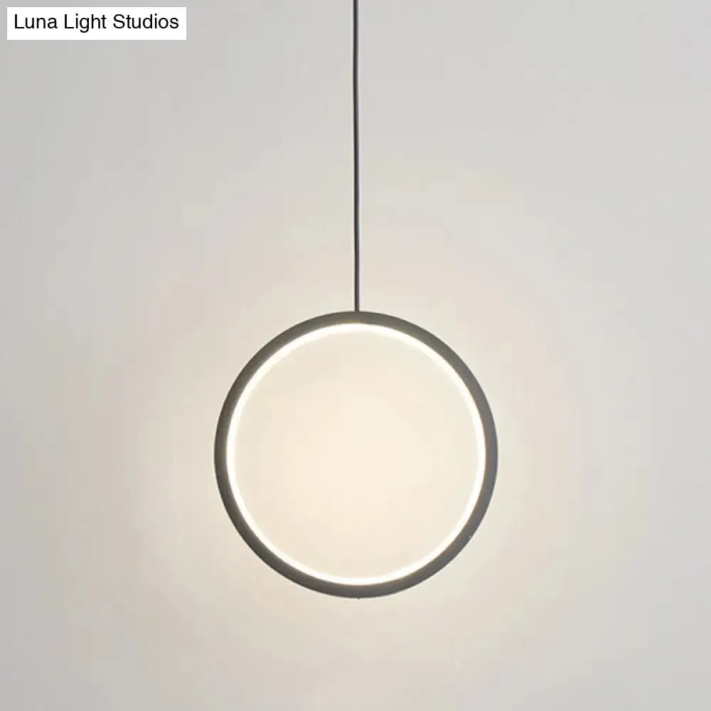 Sleek Metal LED Hanging Lamp Kit - Stylish Ring Pendant Light for Bedside Suspension