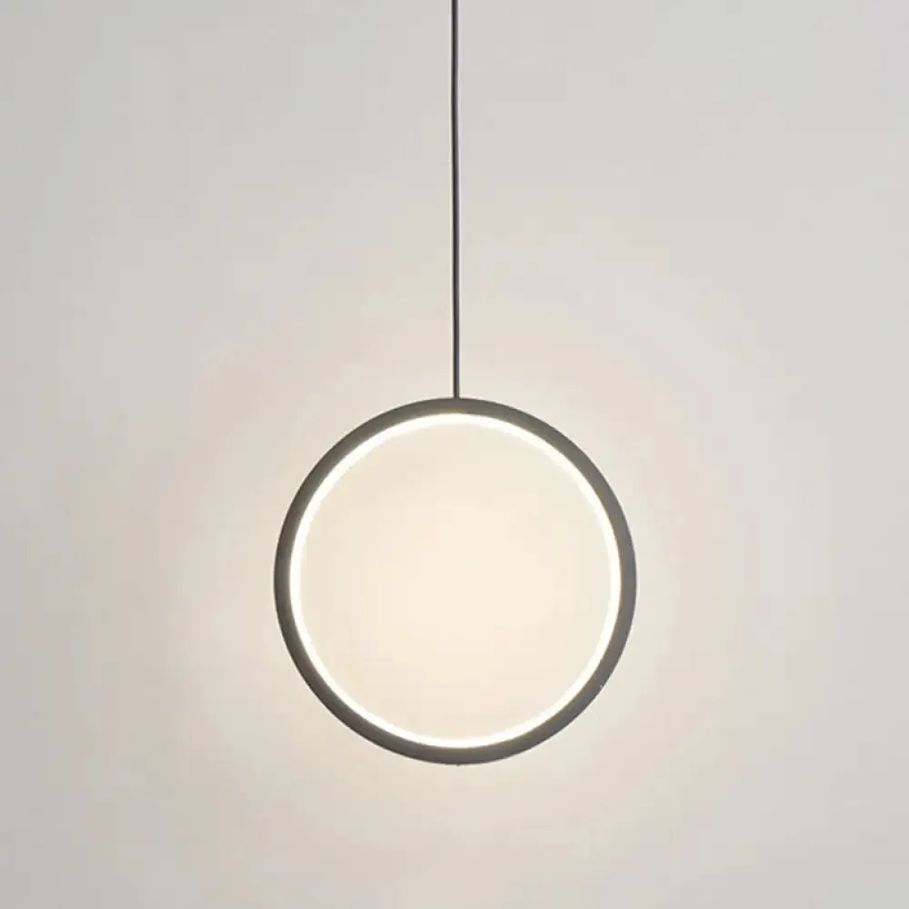 Sleek Metal LED Hanging Lamp Kit - Stylish Ring Pendant Light for Bedside Suspension