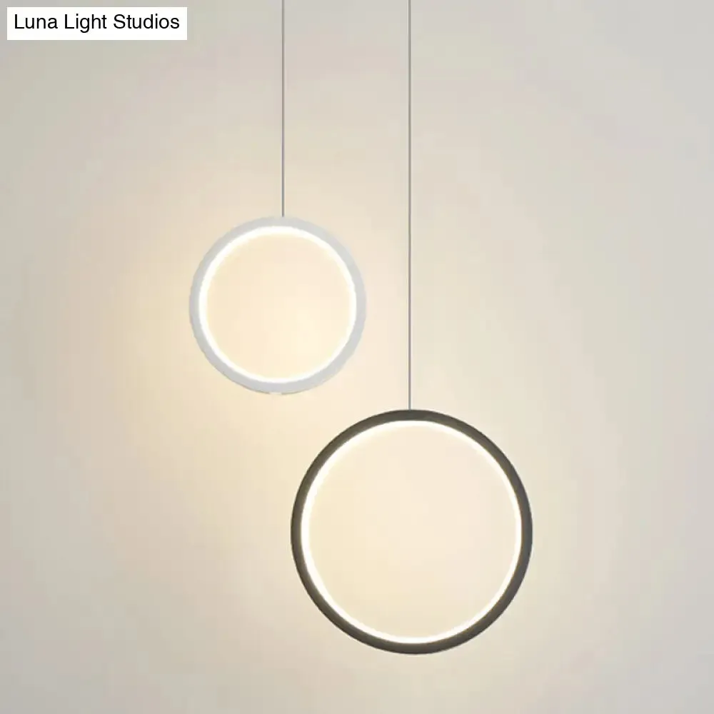 Sleek Metal LED Hanging Lamp Kit - Stylish Ring Pendant Light for Bedside Suspension