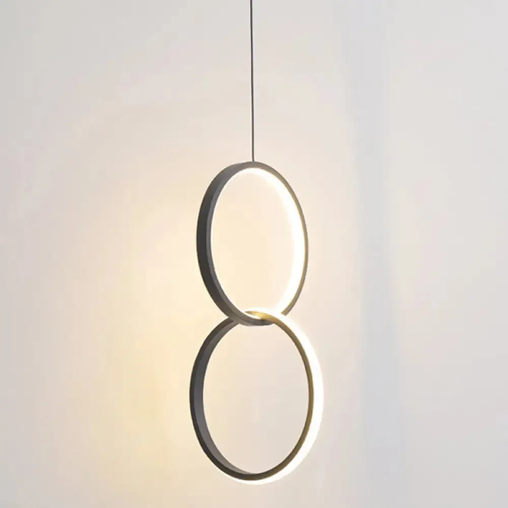Sleek Metal LED Hanging Lamp Kit - Stylish Ring Pendant Light for Bedside Suspension