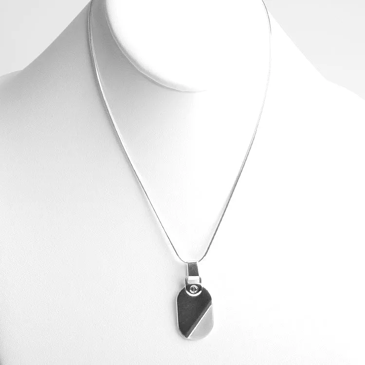 Sleek Silver Dog Tag Pendant