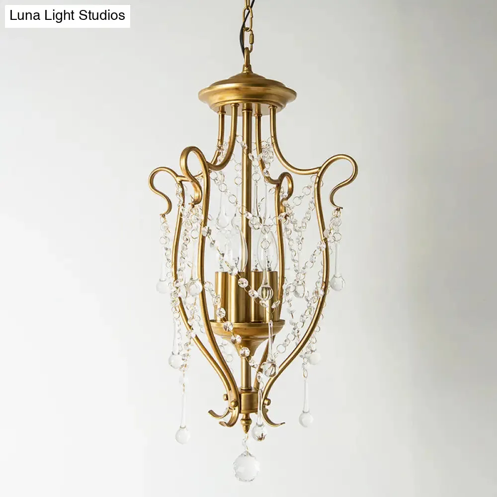 Sleek Swirled Iron Pendant Light with Crystal Stands for Dinning Hall