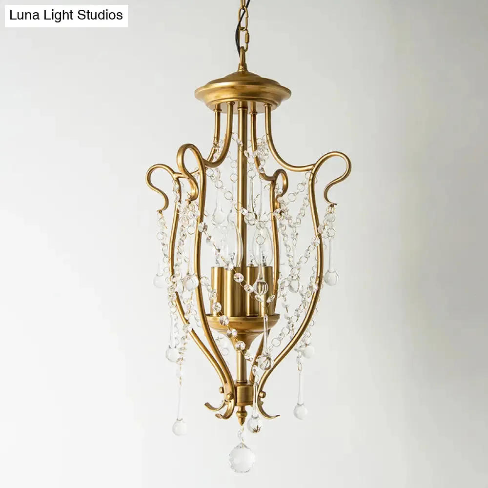 Sleek Swirled Iron Pendant Light with Crystal Stands for Dinning Hall