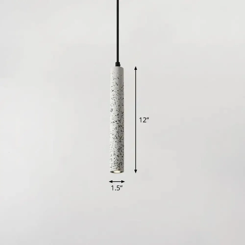 Sleek Terrazzo LED Suspension Light: Tubular Bedside Down Lighting Pendant with Simplicity Fixture