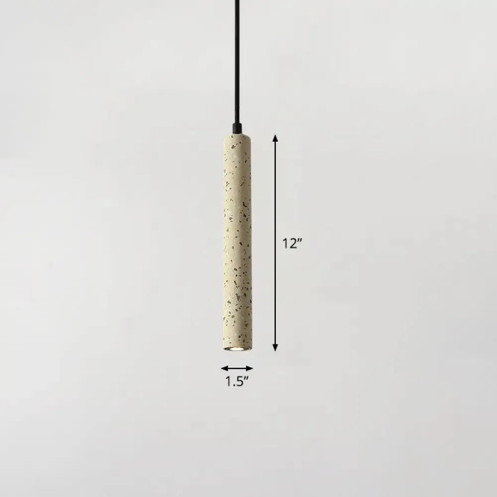 Sleek Terrazzo LED Suspension Light: Tubular Bedside Down Lighting Pendant with Simplicity Fixture