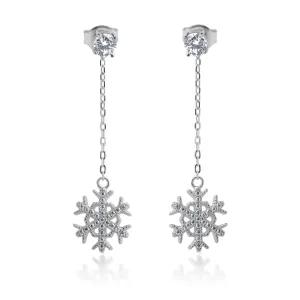 Snowflake Drop Earrings Sterling Silver